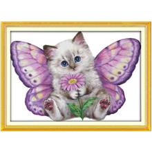 14/16/18/27/28 The Butterfly Cat Patterns Counted  Cross Stitch Set Wholesale Cross-stitch Kit Embroidery Needlework 2024 - buy cheap