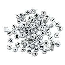 Doreenbeads miçangas de acrílico planas e redondas, 500 peças de miçangas espaçadoras de alfabeto e letra em prata misturada 7mm.(b09882), em yiwu 2024 - compre barato