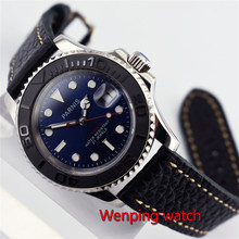 Parnis 41mm azul/preto/CAFÉ dial relógio de vidro de Safira Cerâmica moldura relógio Automático W2458 2024 - compre barato