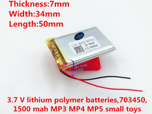 Li-po-batería MP3 de polímero de litio, batería barata de 1500mah, 3,7 V, 703450, 073450, GPS, batería móvil 2024 - compra barato