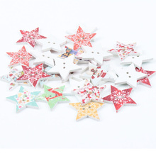 25mm 20pcs Wooden Mixed Christmas Series Star Shape Buttons 2 Holes Handmade Clothing Sewing Scrapbooking Crafts DIY 2024 - buy cheap