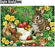 Full Square/Round Drill 5D DIY Diamond Painting Animal Rabbit and Mouse Diamond Embroidery Cross Stitch Mosaic Wall Decor 18B066 2024 - buy cheap