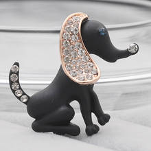 Blucome Jet Dog Animal Brooch Jewelry For Women Wedding Jewelry Fashion Women Enamel Hijab Accessories Crystal Pin Brooch 2024 - buy cheap