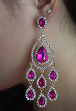 New luxury plated 5 colors charm rhinestone crystal flower  long tassel earrings bridal wedding jewelry earrings 2024 - buy cheap