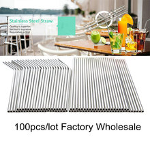 100pcs/lot Metal Straw Reusable Wholesale Stainless Steel Drinking Tubes 260mm*6mm Straight Bent Straws For Drink 2024 - buy cheap