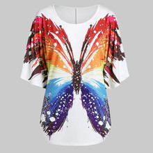 New Tshirt Women Fashion Butterfly Print T-shirt O-Neck Short Sleeve Tops Camiseta Mujer Top Women Harajuku Poleras T Shirt Haut 2024 - buy cheap