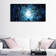 Lua azul noite vista na floresta decoração da parede pintura paisagem natureza imagem para banheiro cozinha arte da parede impressão em tela 2024 - compre barato