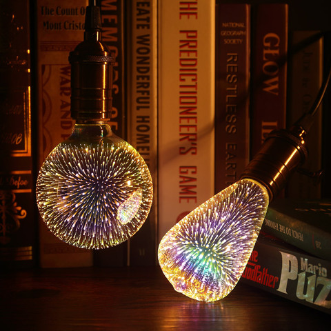 LED Light Bulb 3D Decoration Fireworks Bulb 110V 220V ST64 G95 G80 G125 A60 E27 Holiday Lights Novelty Christmas Lamp Lamparas 2022 - buy cheap