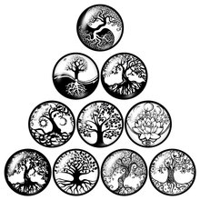 New Black style Life Tree 10pcs mixed 12mm/16mm/18mm/25mm Round photo glass cabochon demo flat back Making findings ZB1019 2024 - buy cheap