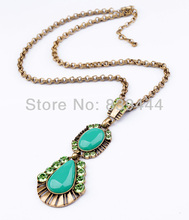 Gold Color Jewelry Cute Woman Shiny Crystal Pendant Necklace Green Orange 2024 - buy cheap