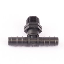 6 pces thread 1/2 polegada a 16mm farpado t 16mm conector de mangueira micro irrigação divisor de água jardim vegt plot gotejamento sistema 0.5 polegada 2024 - compre barato