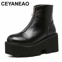 Ceyaneao-botas de salto alto femininas, sexy, plataforma, salto alto, motocicleta, zíper, tornozelo, salto grosso, punk, sapatos quentes, feminino, botas 2024 - compre barato