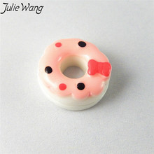 Julie Wang-paquete de 10 unids/paquete de accesorios de joyería de imitación de comida, Serie de resina rosa, galleta, fresa, manzana, Donut, fiesta de boda 2024 - compra barato