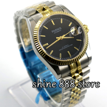 Parnis 36mm black dial golden hands and marks date sapphire glassMIYOTA Automatic movement Men's watches women 2024 - buy cheap