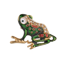 MissCyCy Fashion Rhinestone Brooches for Women Green Enamel Frog Brooch Pin Badge Vintage Clothes Jewelry Accessories 2024 - buy cheap
