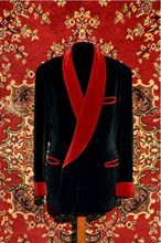 Terno masculino de veludo preto, jaqueta para fumantes, slim fit, smoking, traje personalizado, baile, terno masculino, casamento, 2 peças 2024 - compre barato