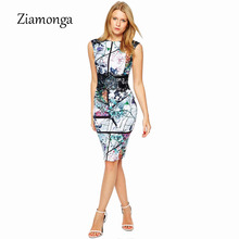 Ziamonga New Arrival Fashion Printed Midi Dress Sleeveless Summer Style Floral Pencil Dress Elegant Design Beautiful Women Dress 2024 - buy cheap