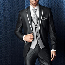 Costume Homme Charcoal Wedding Ceremony Men Suit 3Pieces(Jacket+Pants+Vest+Tie) Tuxedos Groom Prom Slim Fit Tuxedo Trajes De 648 2024 - buy cheap