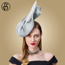 FS Big Fascinators For Weddings Sinamay Pillbox Hat White Women Elegant Feather Derby Fedoras Black Ladies Church Hats Vintage 2024 - buy cheap