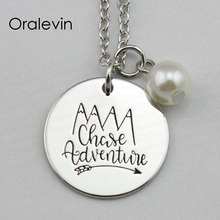 CHASE ADVENTURE Inspirational Hand Stamped Engraved Custom Creative Pendant Necklace for Fresh women Jewelry,10Pcs/Lot, #LN1769 2024 - buy cheap