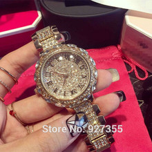 Gran oferta Relojes de lujo de acero con diamantes de imitación para mujer, pulsera femenina de cuarzo dorado de alta calidad 2024 - compra barato