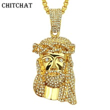 Blessed Jesus Christ Christian Pendant Catholic Religious Necklaces Iced Out Bling Full Rhinestone Jesus Piece Head Necklace 2024 - buy cheap