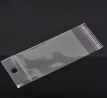 Бесплатная идентификация, прозрачные самоклеящиеся пластиковые пакеты с отверстиями для подвешивания, бусины, подарочная упаковка для ювелирных изделий 14x5 см M0855 2024 - купить недорого