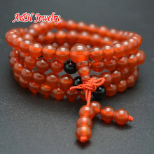 High Quality Red Stone 6mm Round Beads Chinese Knot Decoration 108 Prayer Mala Bracelets Multi-layer Fashion Women Bangles 10pcs 2024 - buy cheap