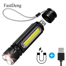 USB Перезаряжаемый фонарик мини ручной фонарь COB боковой свет магнит 4 режима масштабируемый светодиодный фонарик водонепроницаемый тактический фонарик 2024 - купить недорого