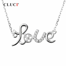 CLUCI Silver 925 Romantic Love Pendant Necklace Women Valentine Day Gift 925 Sterling Silver Zircon Necklace Jewelry SN038SB 2024 - buy cheap