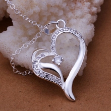 P312 Free Shipping silver plated Necklace, 925 fashion silver jewelry Insets crooked heart /AEBHAXIW AEBHAXIW 2024 - buy cheap