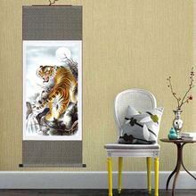 Alta Qualidade Grande Retrato Da Parede Tigre Realista Pintura Chinesa de Seda Scroll Animais de Decoração Para Casa de Arte Pinturas de Parede Quarto Mural 2024 - compre barato