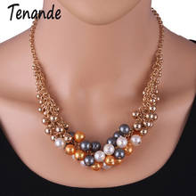 Tenande Vintage Simulated Pearl Necklaces For Women Statement Jewelry Maxi Multilayer Bead Necklaces & Pendants Colar Accessory 2024 - buy cheap