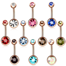 1PC Steel Ombligo Piercings 14G Navel Piercing Belly Button Piercing Nombril Rose Gold Dangle Earring Belly Barbell Body Jewelry 2024 - buy cheap