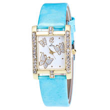 2019 NEW Relogio feminino Retro 10 Candy Colors Butterfly pattern Design Leather Band Analog Quartz Square Wrist Watch #1017 2024 - buy cheap