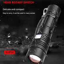 Poderosa lanterna led xhp50 com zoom, luz poderosa para iluminação, comprimento focal ajustável, recarregável por usb 2024 - compre barato