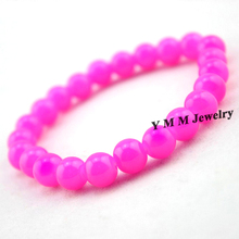 Pulsera hecha a mano con cuentas de cristal rosa, 8mm, 20 unids/lote, Envío Gratis 2024 - compra barato