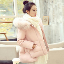 Winter Jacket Women 2021 Sweet Pink Faux Fur Parkas Warm Thick hooded Women Down Jacket Casual Cotton Padded Female Parka 2024 - buy cheap