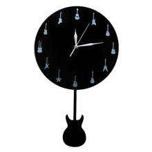 Modern Guitar Wall Clock With Swinging Guitar Pendulum Music Studio Decorative Clock Watch Wall Art Music Lover Guitarist Gift 2024 - buy cheap