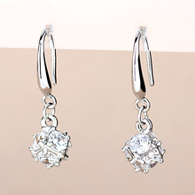 Pendientes de gota de circonia cúbica para mujer, aretes largos de cristal, joyería de boda con estilo, color plateado 2024 - compra barato