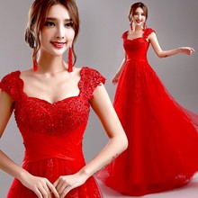 Red Evening Dress 2016 hot Arrival Bride Married Wedding Party Dress Plus Size Lace Beading Sexy Long Formal Dress Prom Dresses 2024 - buy cheap