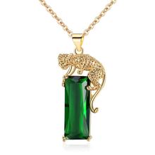 2019 hombres Punk collar con colgante de leopardo verde cristal austríaco bien collares con cadena de oro para las mujeres hombres regalo de la joyería 2024 - compra barato