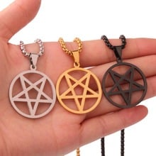 New Arrive Stainless Steel Silver Color/Gold/Black Hollow Round Pentagram Pendant Men's Boy's Pendant Necklace Free Box Chain24" 2024 - buy cheap