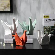 Nordic Modern Abstract Ceramic Bird Statue Animal Origami Sculpture Home Decoration Desktop Furnishing Crafts Wedding Gift D051 2024 - buy cheap