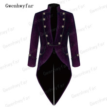 Gwenhwyfar 2018 Italian Fashion Purple Velvet Men Suit Blazer Tailcoat Groom Tuxedo Mens Wedding Prom Suits Jacket Pants 2 Piece 2024 - buy cheap