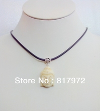 10 piezas de estilo Simple de piedra blanca tallada Cabeza de Buda de la suerte collar de cadena de babero 6N00121 2024 - compra barato