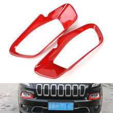 2Colors ABS Car Exterior Front Headlight Bumper Lamp Light Decorative Cover Frame Trims Lamp Hoods For 2016 Cherokee Car-Covers 2024 - buy cheap