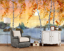 Papel de parede Pictorial art Autumn Birch 3d wallpaper mural,living room TV sofa wall bedroom wall papers home decor cafe bar 2024 - buy cheap