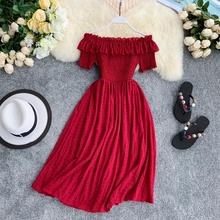 2019 New Off The Shoulder Sexy Dresses Women New Summer Short Sleeve Slim Beach Wear Casual Dress Ladies Elegant Party Robe 2024 - buy cheap