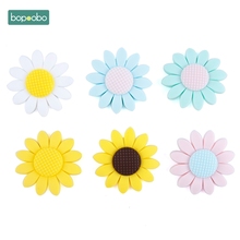 Bopoobo 1pc Silicone Teether Sunflower Necklace Molar Teeth New Born Baby Toys Teething Accessories Baby Teether Silicone Beads 2024 - buy cheap